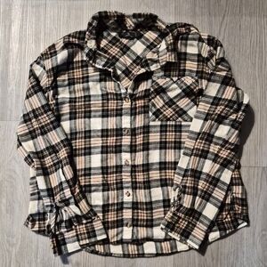 Volcom Women's Plaid Button Down Shirt - Black, White, Tan